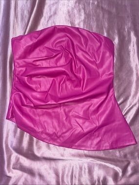 Windsor Pink Faux Leather Top 🩷